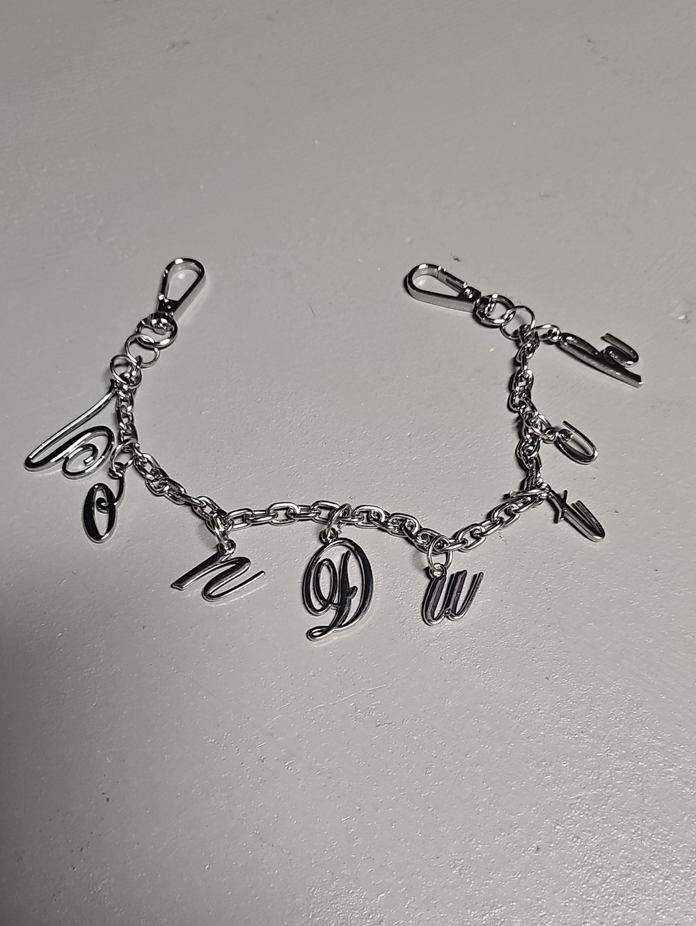 Von Dutch Silver Cursive Logo Replacement Chain Bag Charm Y2k Accessory